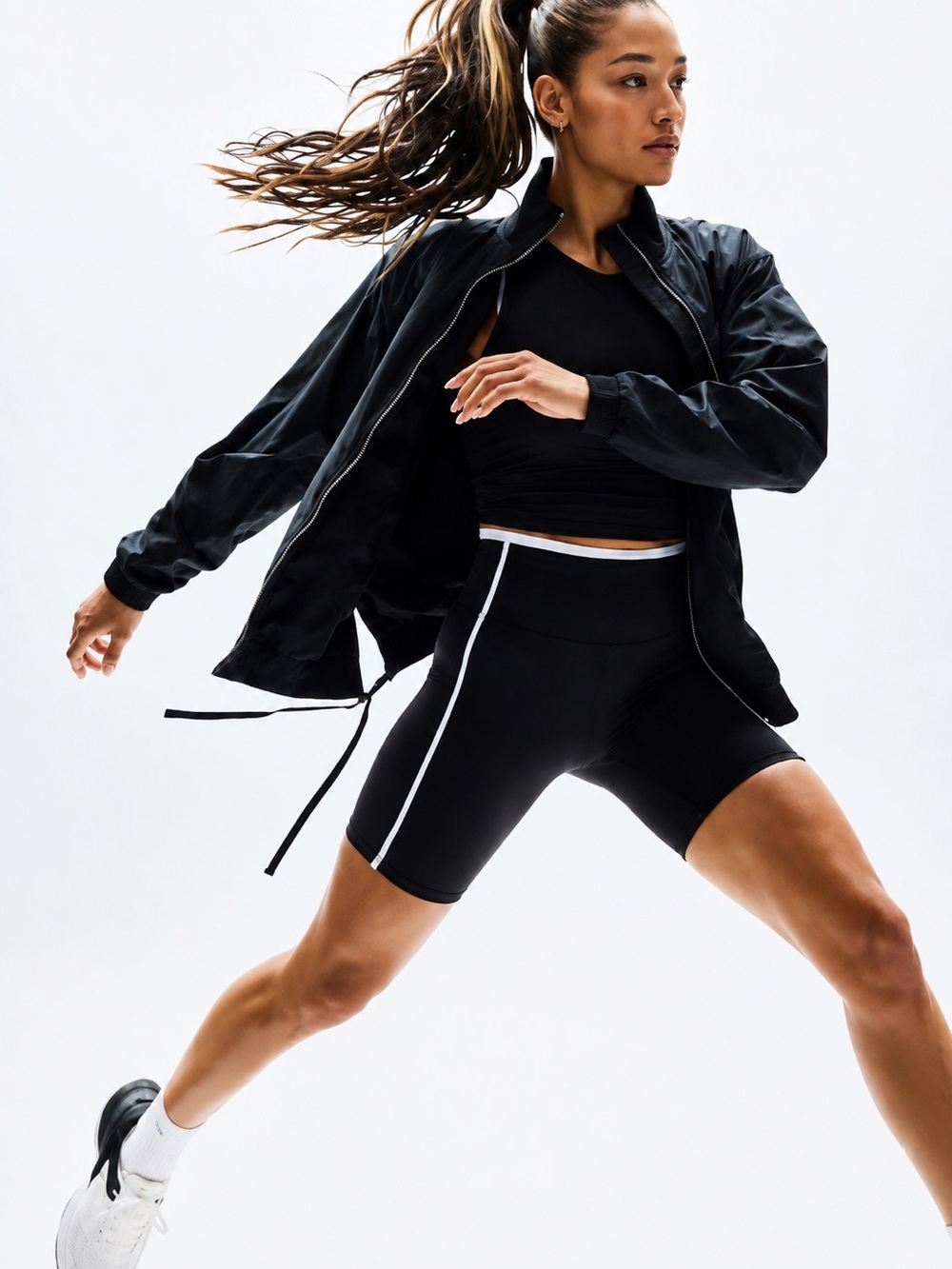 Athleta Black lightweight zip up rain jacket